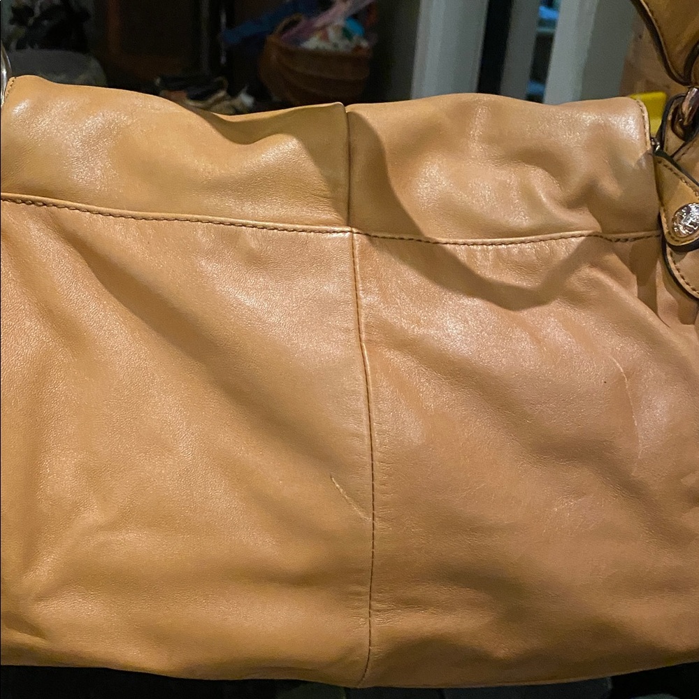 Anne Klein Designer Soft Leather Hobo Shoulder Handbag in a camel shade. - Picture 7 of 12